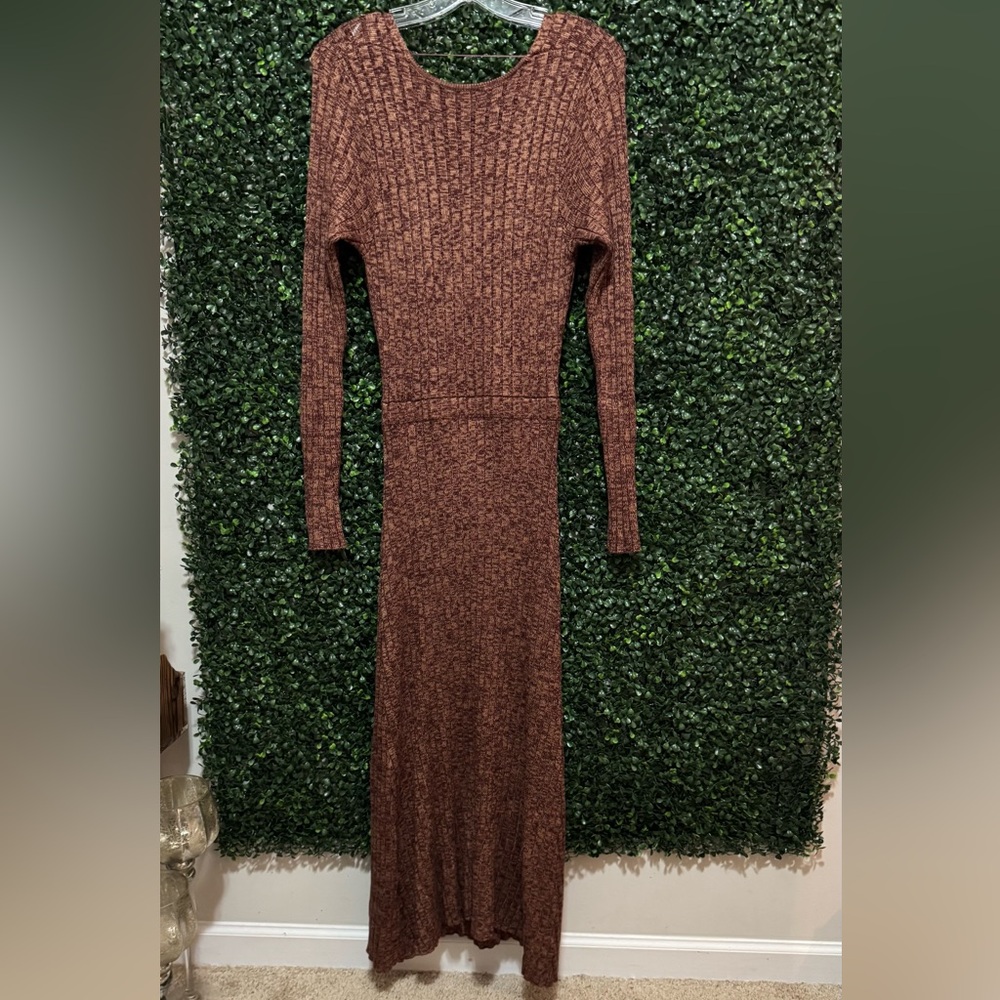 AFRM Skye Cutout Ribbed-Knit Midi Dress in MARLED PORT ROYALE - Picture 7 of 11